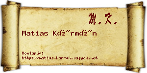 Matias Kármán névjegykártya